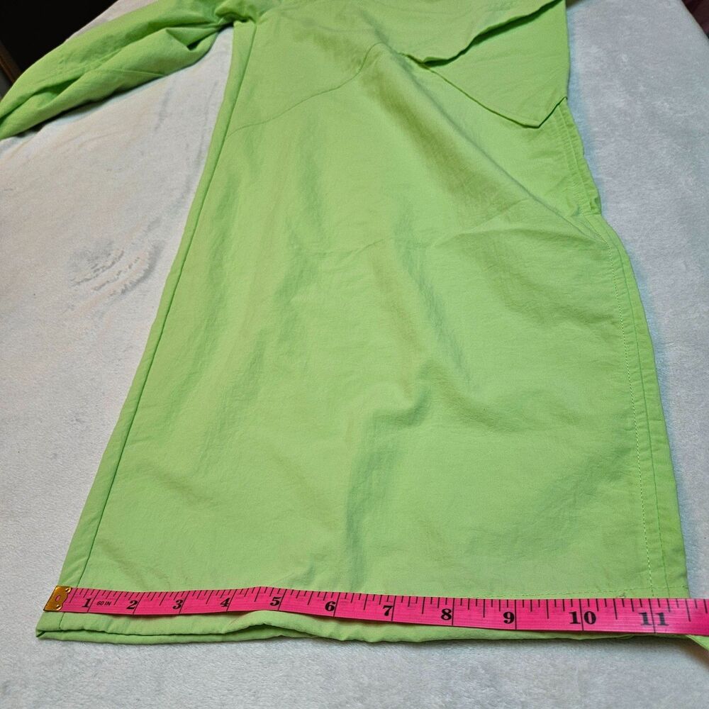NWT Lime Green Parachute Pants High Waist Elastic Drawstring Legs w/ Pockets - Picture 9 of 9